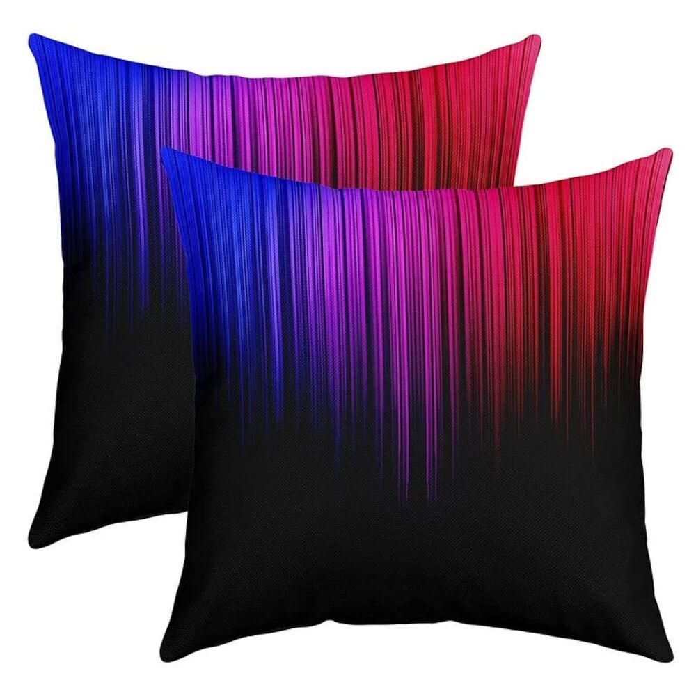 9608 Set of 2 Geometric Abstract Ombre Throw Pillow Covers, Blue Purple Red